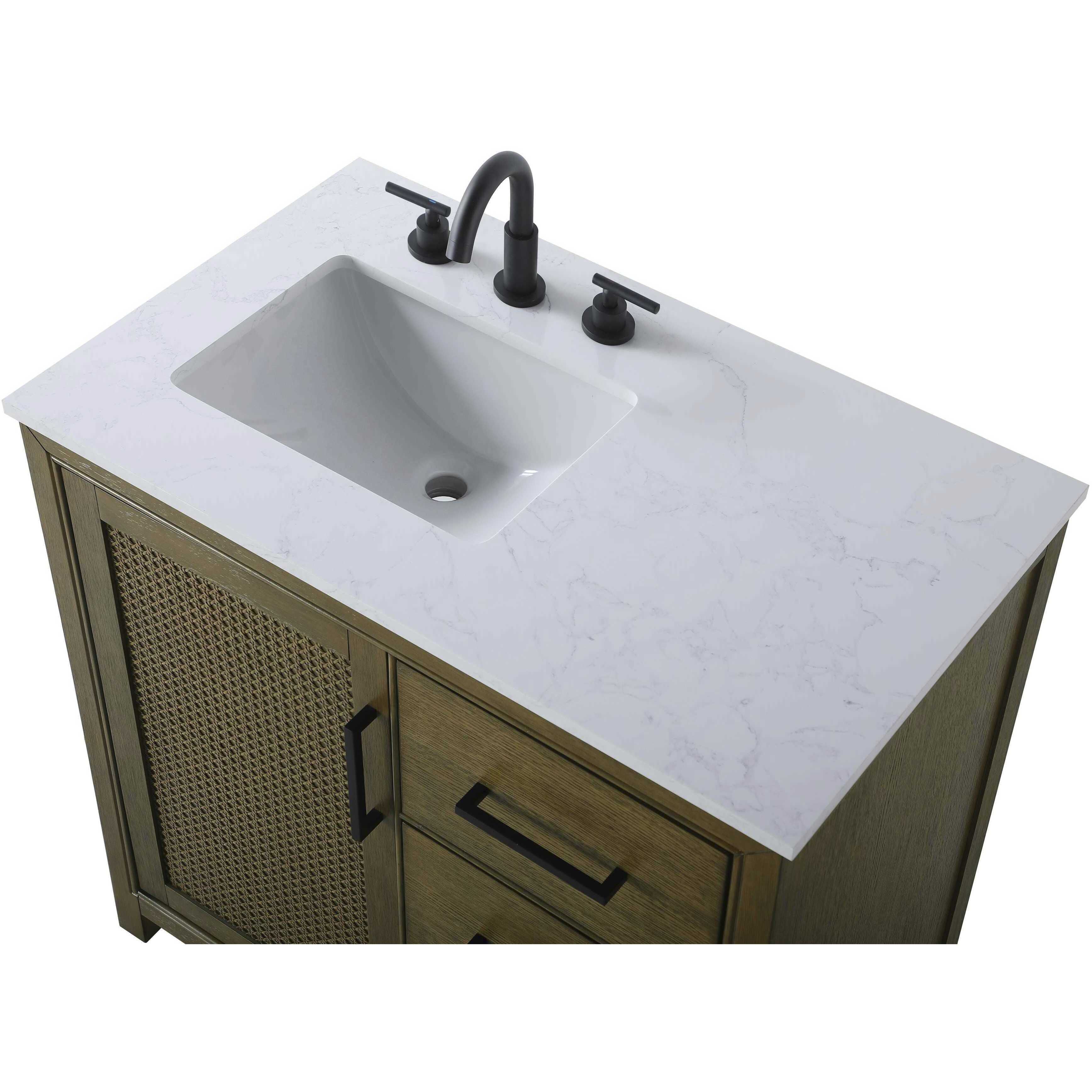 Alina 36 X 34 inch Hazel Oak Bathroom Vanity Cabinet