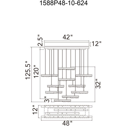 Stagger LED 48 inch Brass Chandelier Ceiling Light