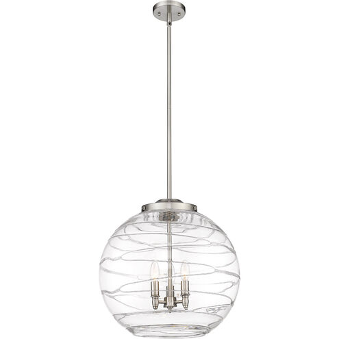 Ballston Deco Swirl 3 Light 18 inch Brushed Satin Nickel Pendant Ceiling Light