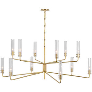 AERIN Casoria LED 56.5 inch Hand-Rubbed Antique Brass Two Tier Chandelier Ceiling Light, Grande
