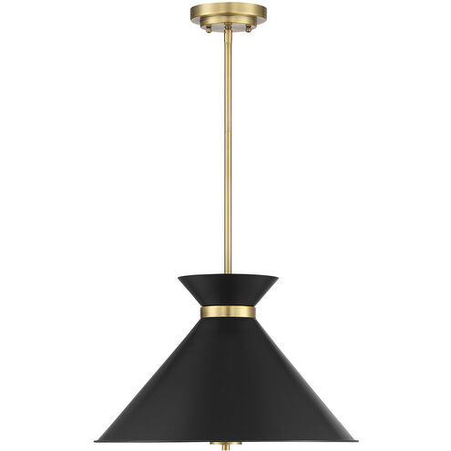 Lamar 3 Light 18 inch Black with Warm Brass Accents Pendant Ceiling Light in Matte Black with Warm Brass