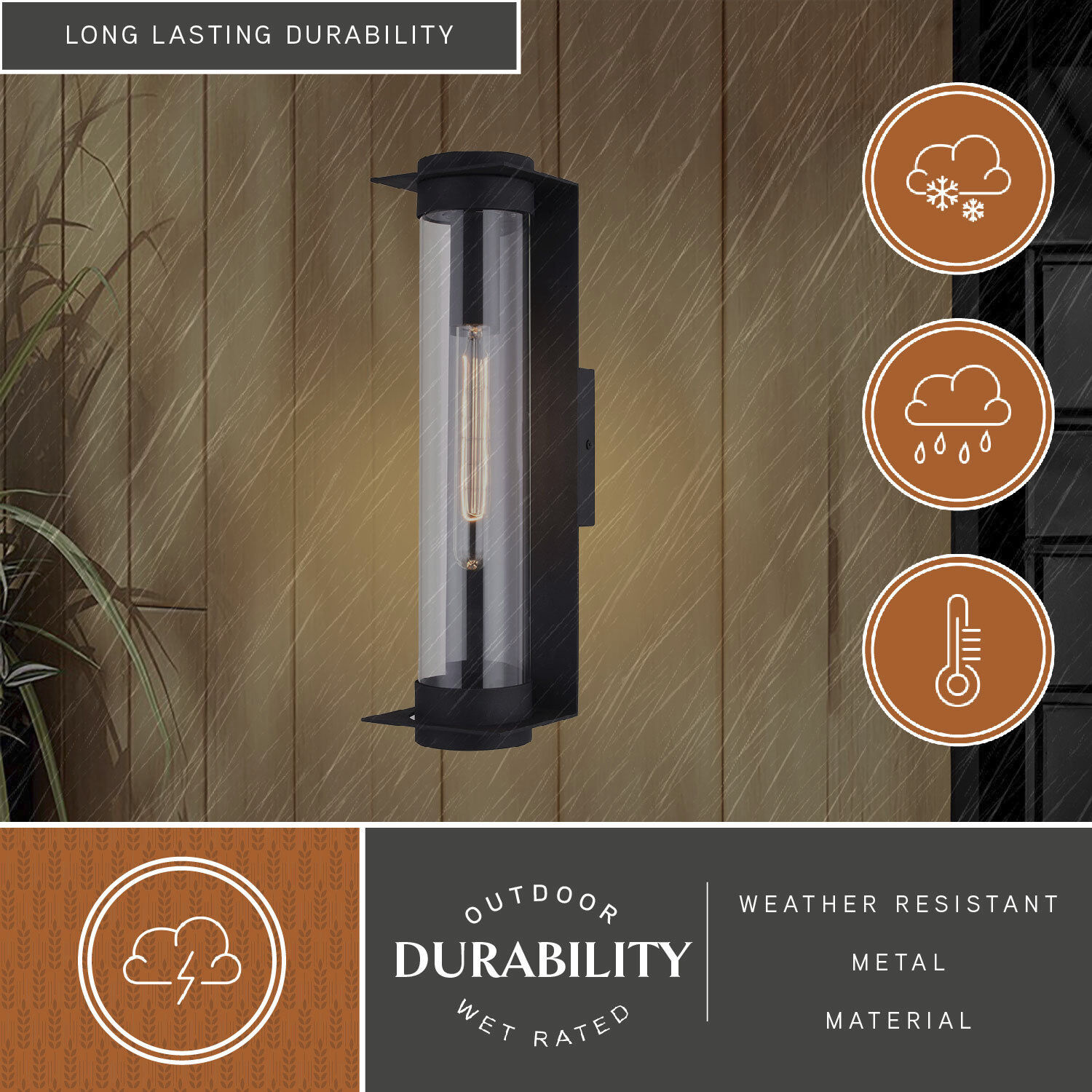 Brighton Park LED 18 inch Textured Black Outdoor Wall