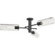 Crown Point 3 Light 39.25 inch Matte Black Flush Mount Ceiling Light in Seedy Glass