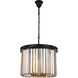 Sydney 6 Light 20 inch Matte Black Pendant Ceiling Light in Golden Teak, Urban Classic