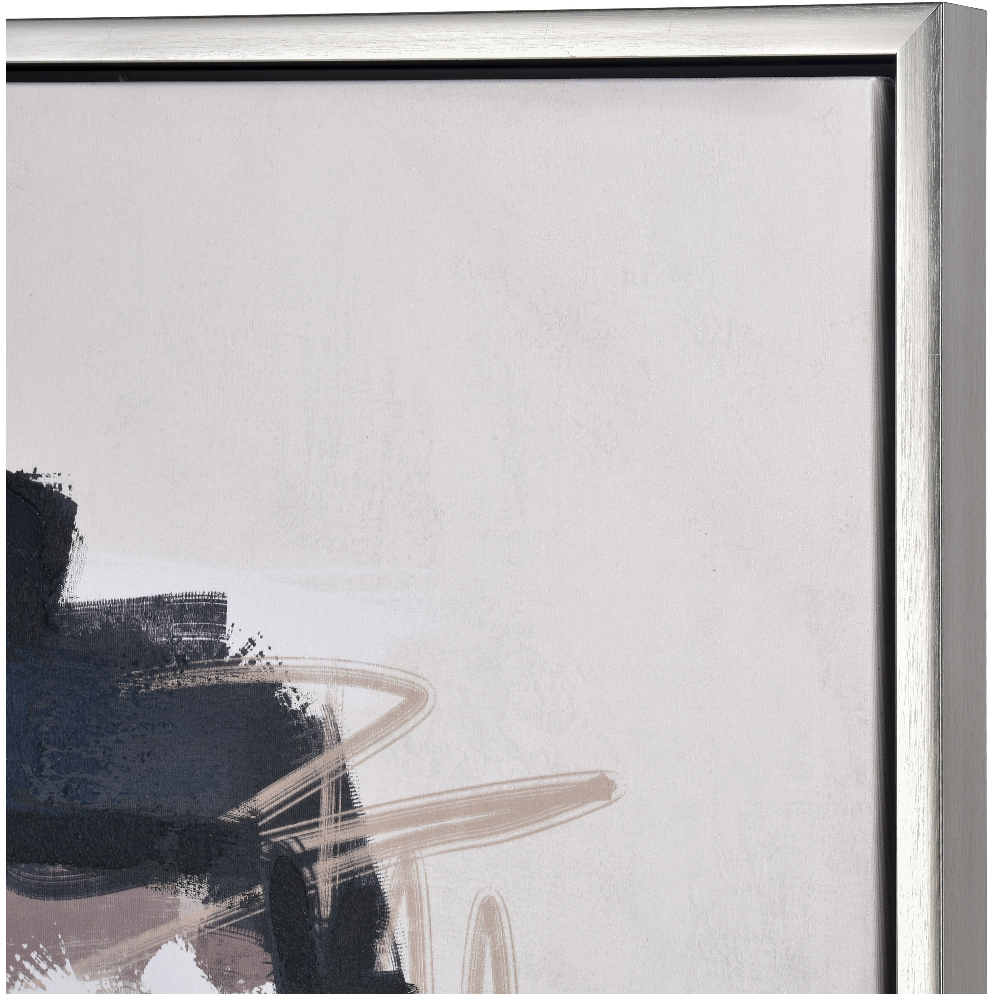 Beyer II Off White with Olive Green and Silver Framed Wall Art, Abstract