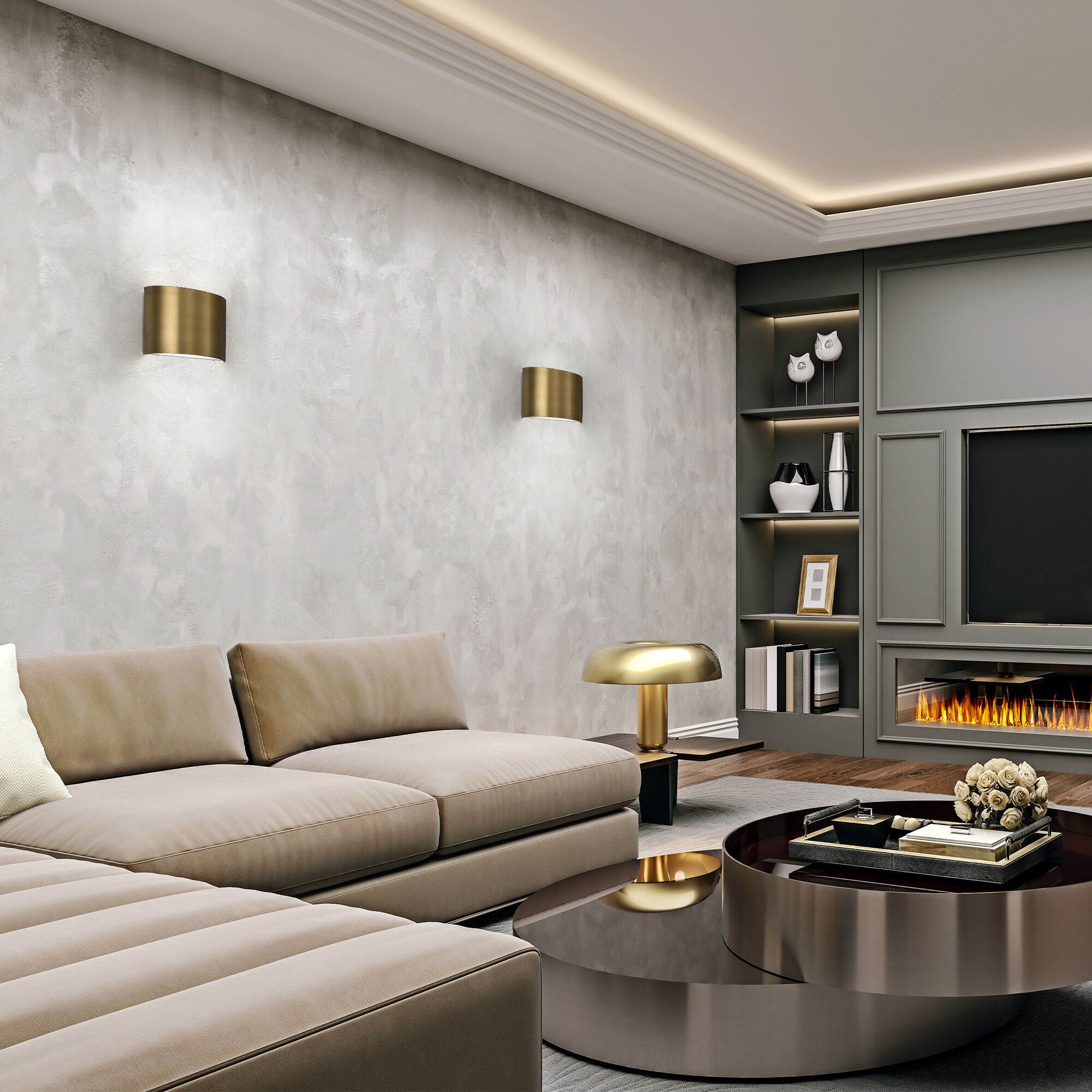 Pocket Wall Sconce Wall Light in Aged Brass, dweLED