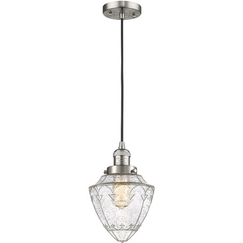 Franklin Restoration Bullet 1 Light 7 inch Brushed Satin Nickel Mini Pendant Ceiling Light in Incandescent, Seedy