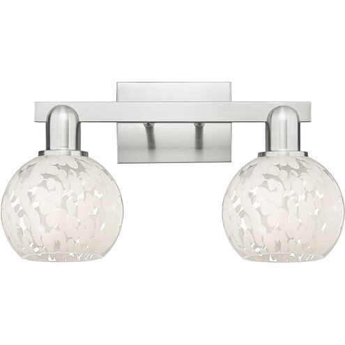 Arcadia White Mouchette 2 Light 17 inch Brushed Satin Nickel Bath Vanity Light Wall Light