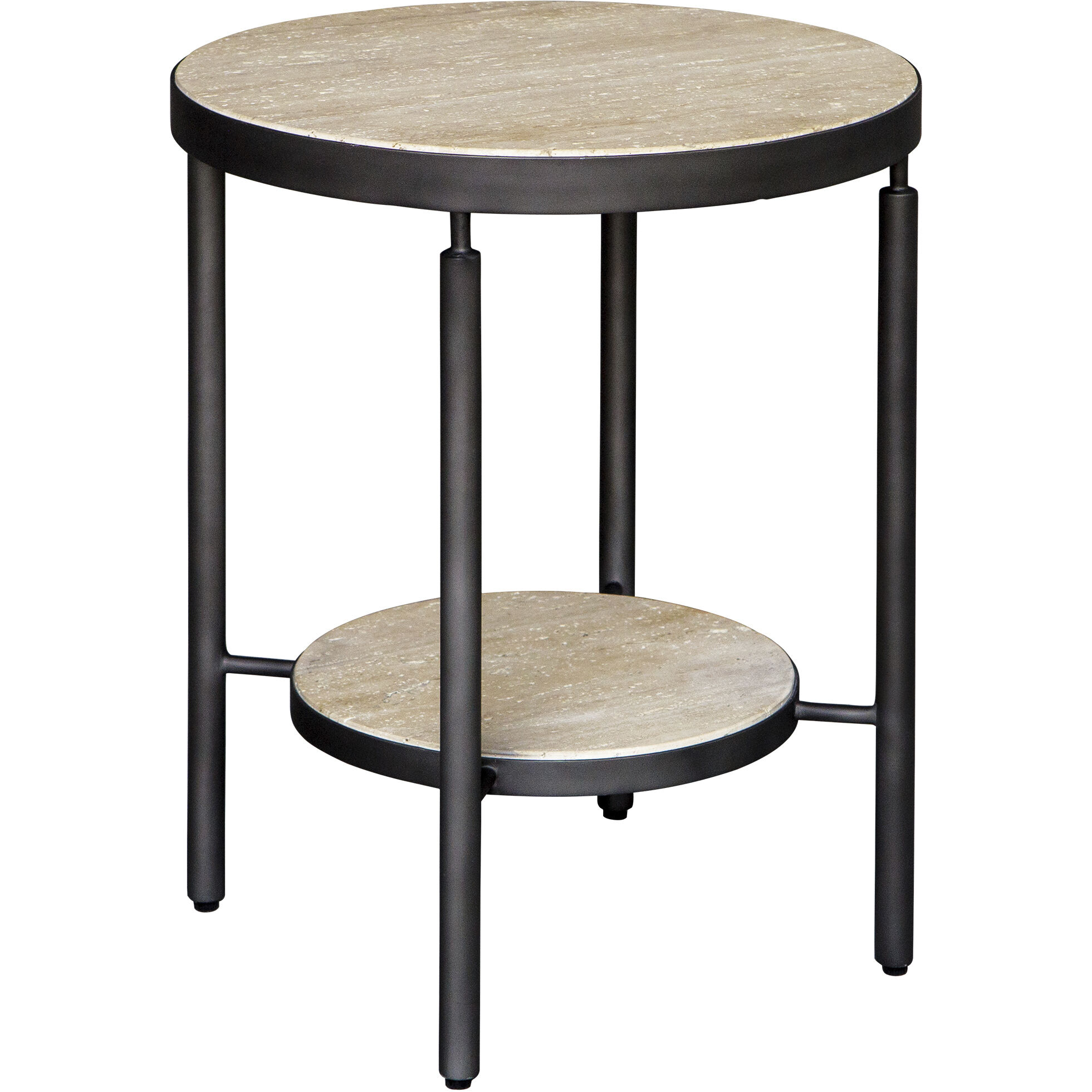 Dauntless 24 X 19 inch Travertine and Matte Black Side Table