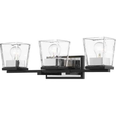 Bleeker Street 3 Light 25 inch Matte Black and Chrome Vanity Wall Light