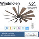 Windmolen 65 inch Oil Rubbed Bronze with Seasoned Wood Blades Outdoor Ceiling Fan