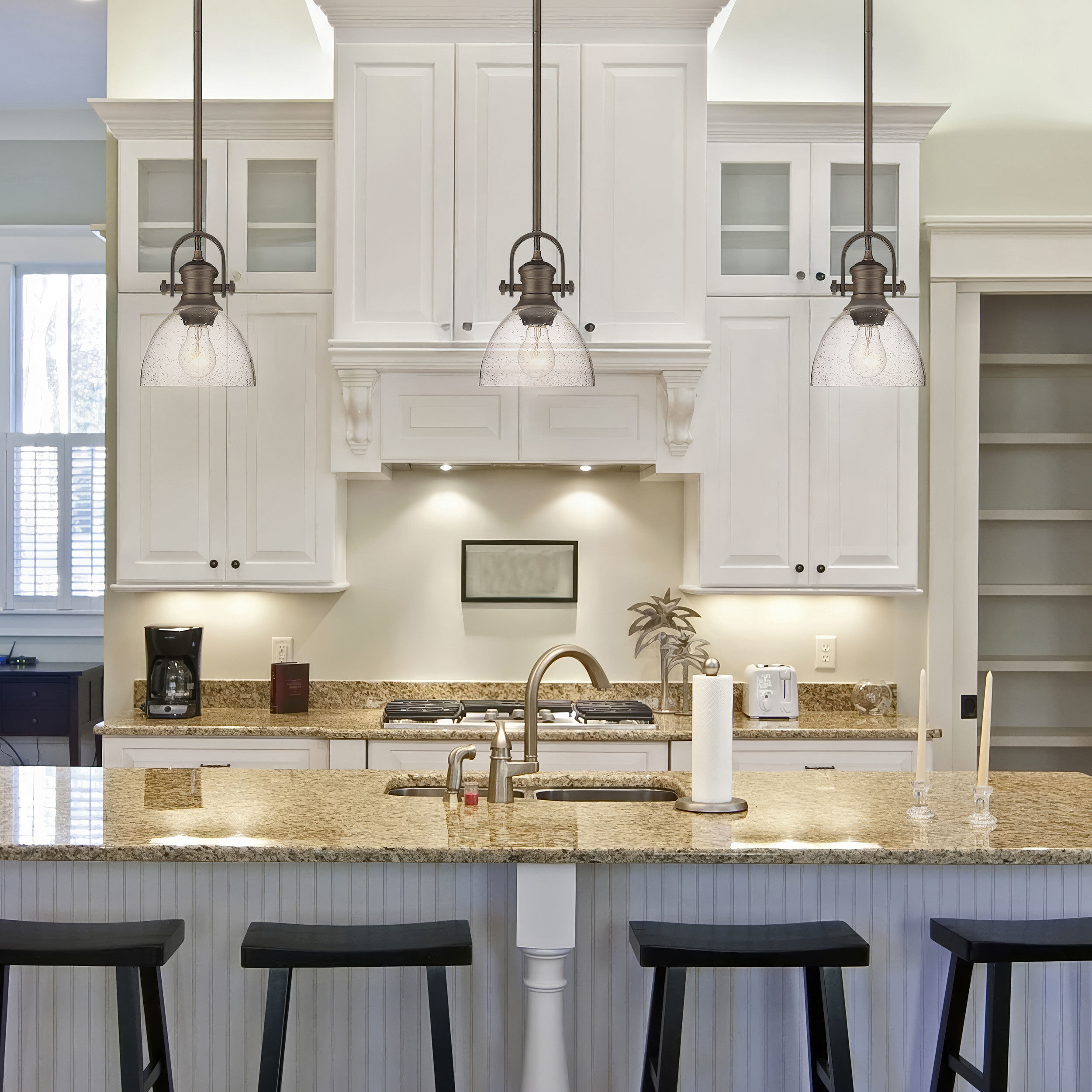 Yep Hines 1 Light 6.88 inch Rubbed Bronze Pendant Ceiling Light in Seeded Glass