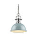 Duncan 1 Light 14 inch Chrome Pendant Ceiling Light in Seafoam, Large