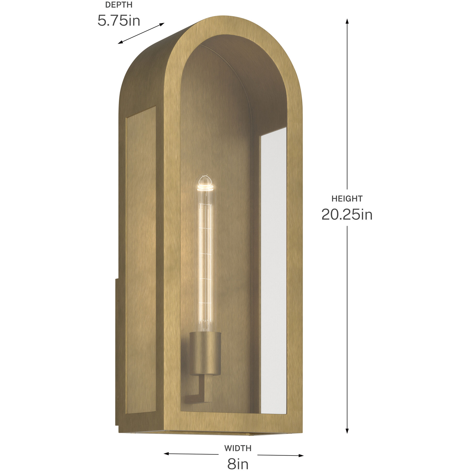 Marea 1 Light 20.25 inch Natural Brass Outdoor Wall Light