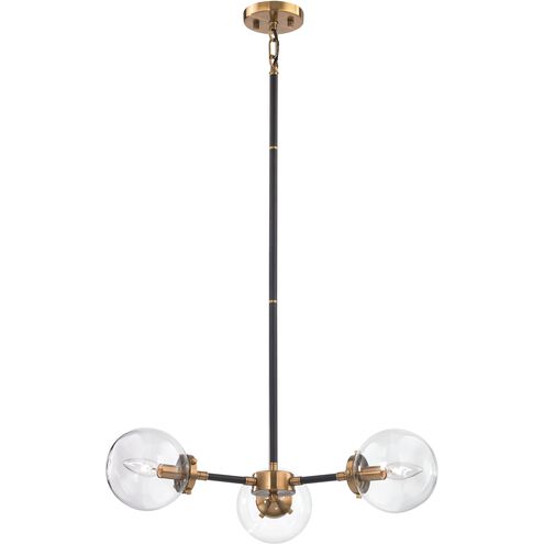 Boudreaux 3 Light 26 inch Matte Black with Antique Gold Chandelier Ceiling Light