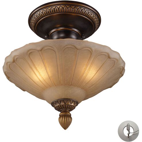 Restoration 3 Light 12 inch Golden Bronze Semi Flush Mount Ceiling Light