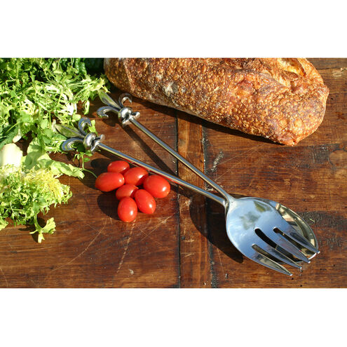 Fleur-de-Lis Antique Silver Salad Server Set