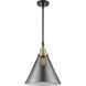 Franklin Restoration X-Large Cone 1 Light 12 inch Black Antique Brass Mini Pendant Ceiling Light in Light Smoke Glass