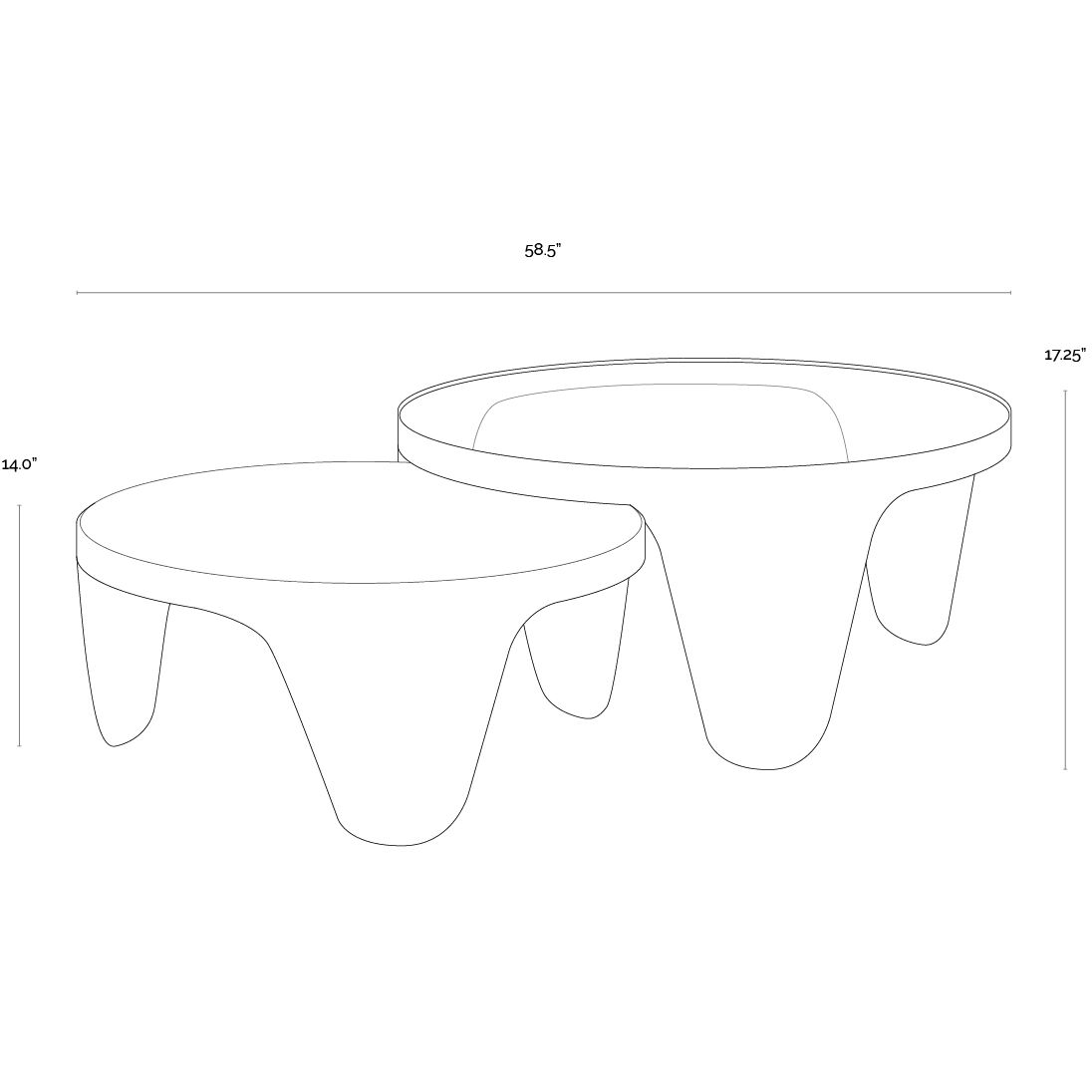 Mysaria 36 X 17.25 inch Clear / White / Antique Brass Nesting Coffee Tables, Set Of 2