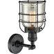 Franklin Restoration Small Bell Cage 1 Light 6 inch Matte Black Sconce Wall Light in Silver Plated Mercury Glass, Franklin Restoration