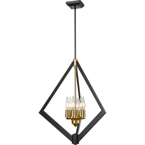 Flechette 6 Light Brass and Graphite Foyer Ceiling Light