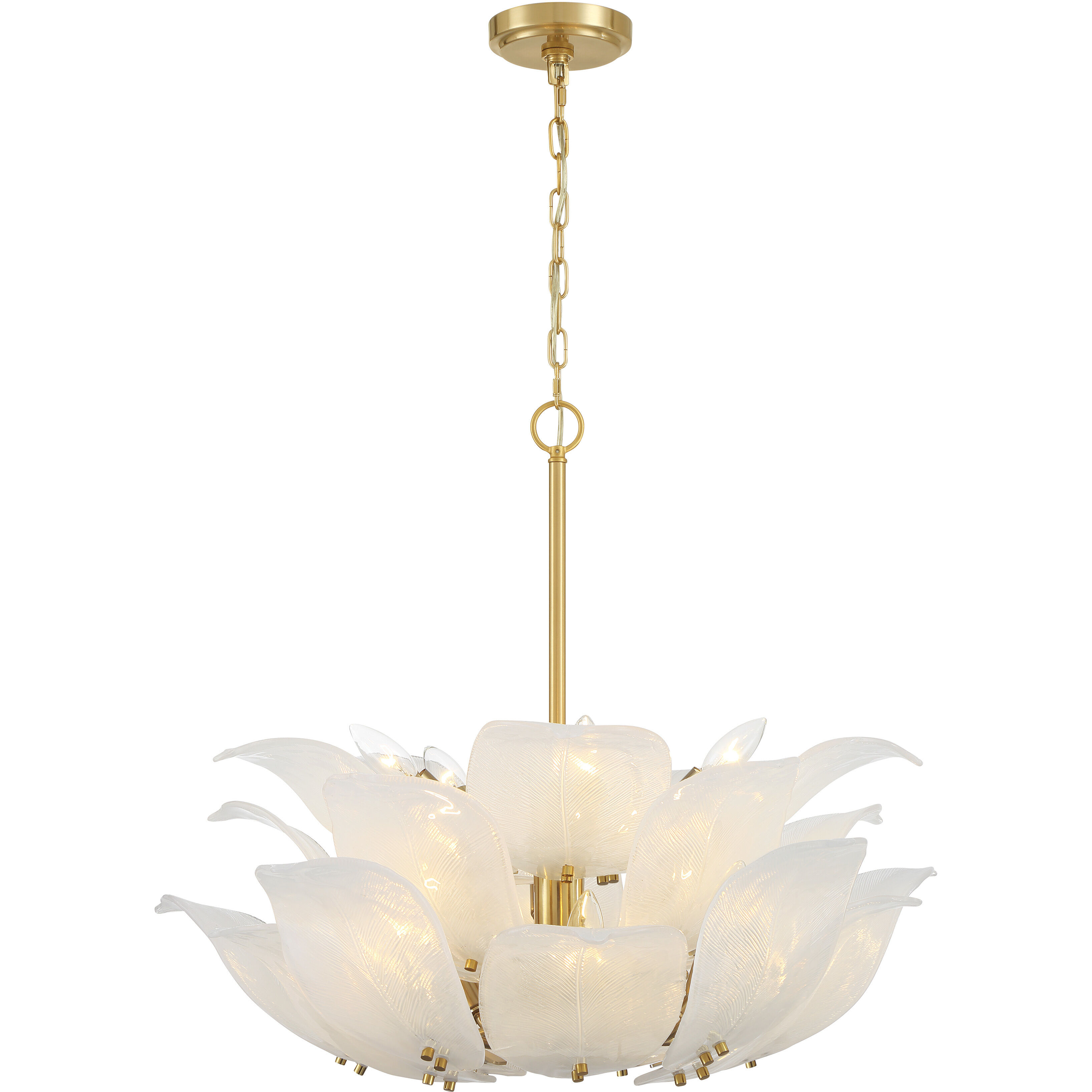 Orchid 10 Light 28.5 inch Legacy Brass Pendant Ceiling Light in White Handmade Glass