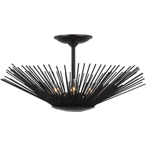 AH by Alexa Hampton Helios 3 Light 17 inch Aged Iron Semi-Flush Mount Ceiling Light