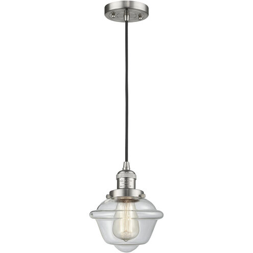Franklin Restoration Oxford 1 Light 7.5 inch Brushed Satin Nickel Mini Pendant Ceiling Light in Incandescent, Clear, Franklin Restoration