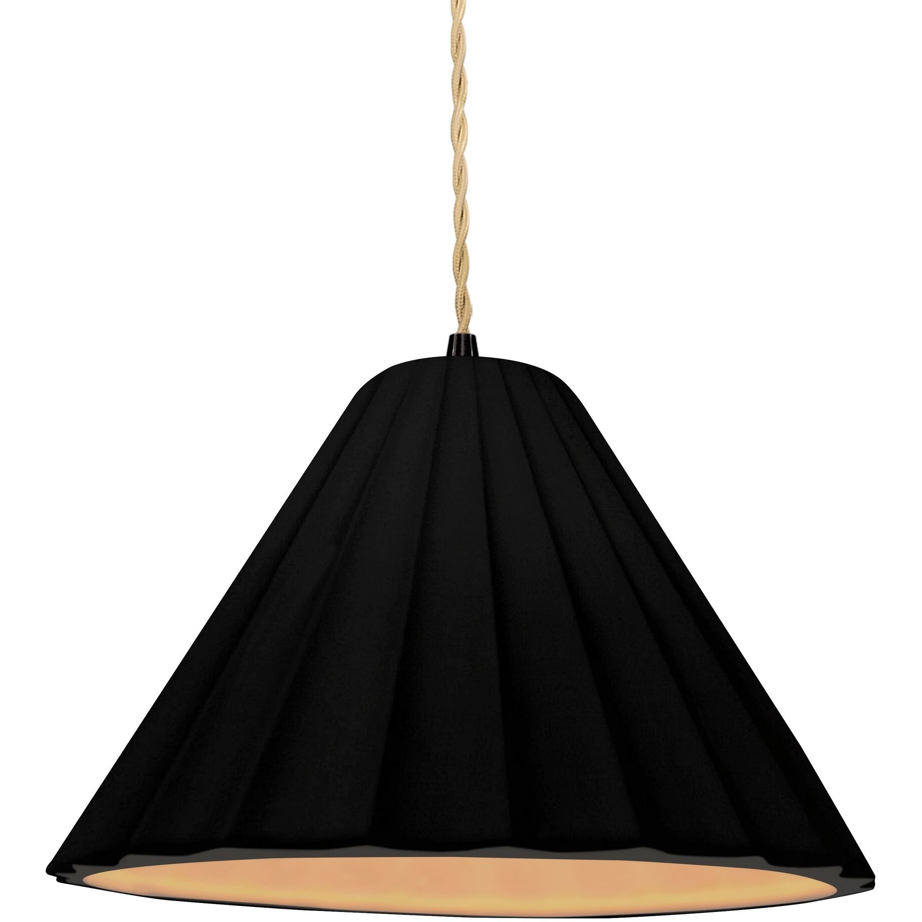 Radiance Collection - Fluted Pendant Ceiling Light in Matte Black, Dedicated LED, Beige Twist Cord, Carbon Matte Black/Champagne Gold, 10.75W x 7H, Form+Finish+Function