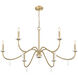 Toussant 6 Light 45 inch Mondern Gold Chandelier Ceiling Light in Modern Gold
