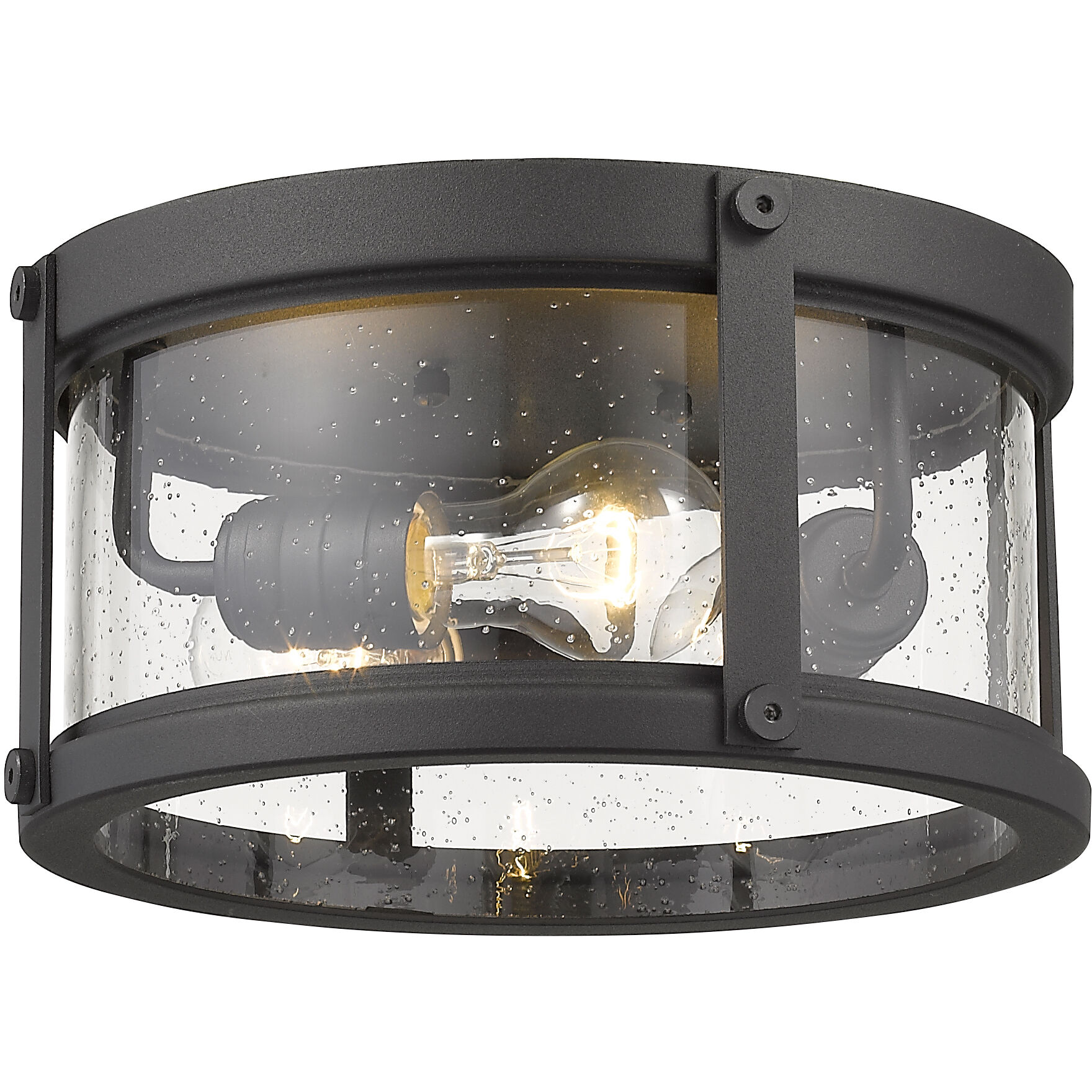 Roundhouse 3 Light 12 inch Black Outdoor Flush Mount