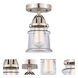Nouveau 2 Small Canton 1 Light 5 inch Brushed Satin Nickel Semi-Flush Mount Ceiling Light in Clear Glass