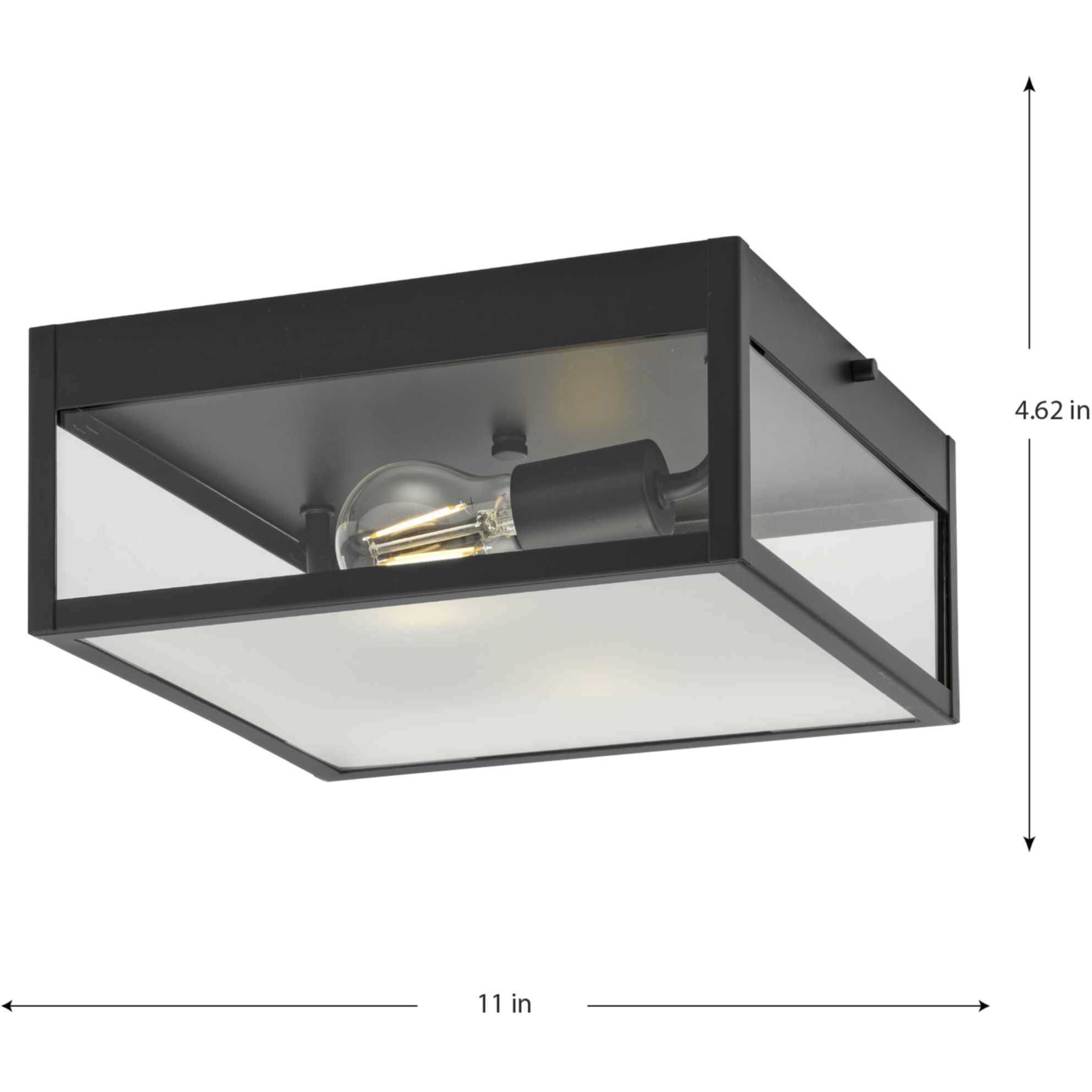 Parrish 2 Light 11 inch Matte Black Outdoor Flush Mount