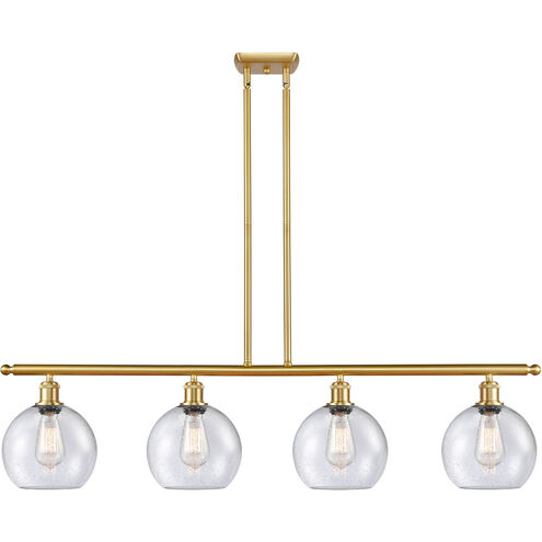 Ballston Athens 4 Light 48 inch Satin Gold Island Light Ceiling Light in Seedy Glass, Ballston