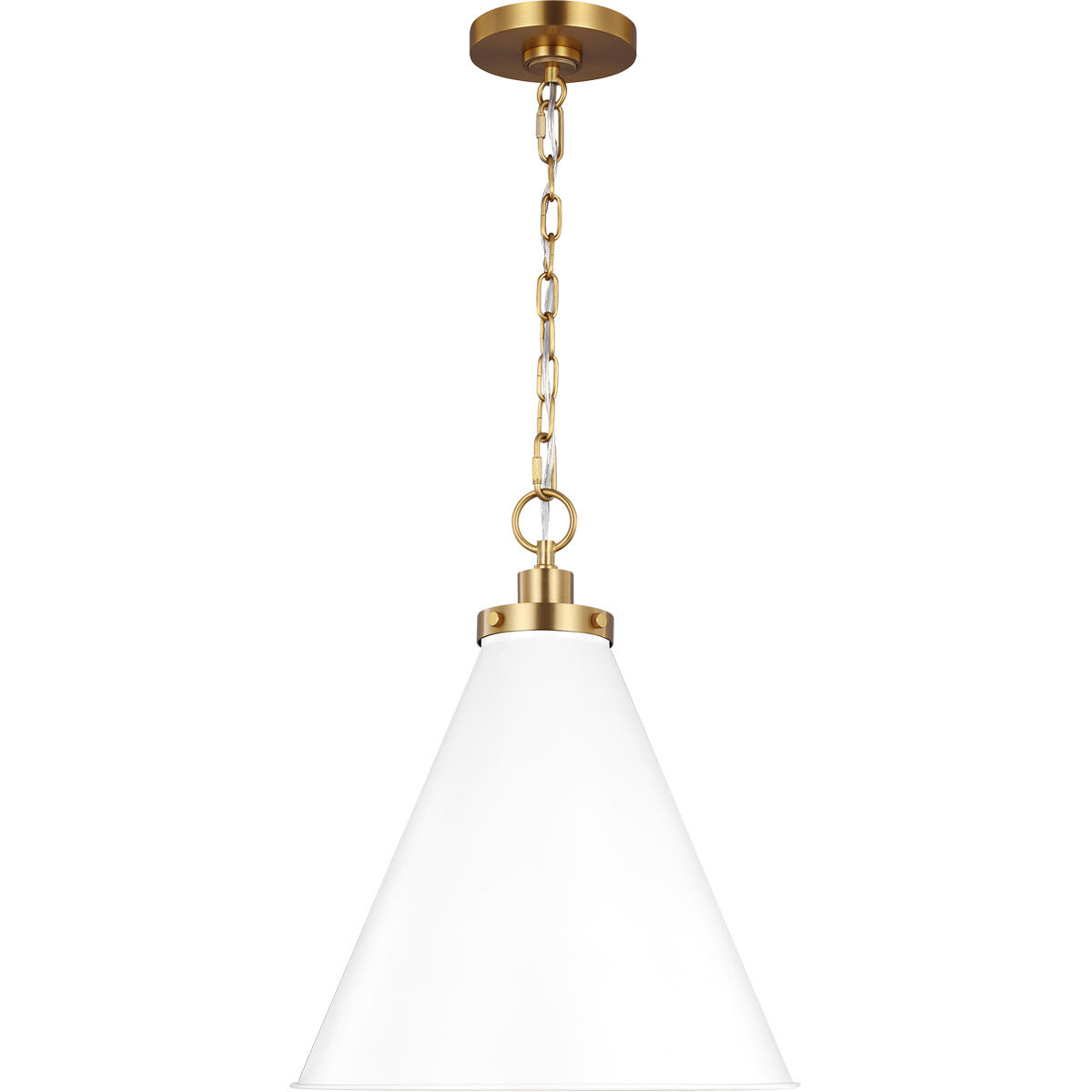 C&M by Chapman & Myers Wellfleet 1 Light 15.63 inch Matte White and Burnished Brass Pendant Ceiling Light in Matte White / Burnished Brass