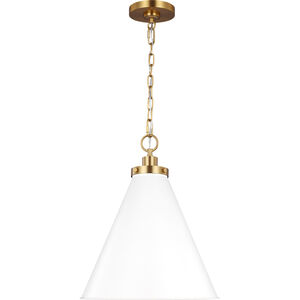 C&M by Chapman & Myers Wellfleet 1 Light 15.63 inch Matte White and Burnished Brass Pendant Ceiling Light in Matte White / Burnished Brass