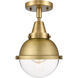 Franklin Restoration Hampden LED 7.25 inch Brushed Brass Flush Mount Ceiling Light in Clear Glass