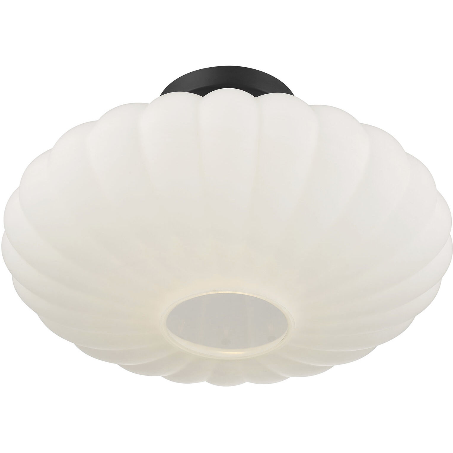 Traditional 1 Light 18 inch Matte Black Semi-Flush Ceiling Light