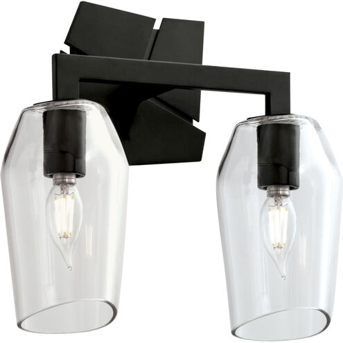 Gaia 2 Light 11.5 inch Acid Dipped Black with Clear Vanity Light Wall Light in Matte Black