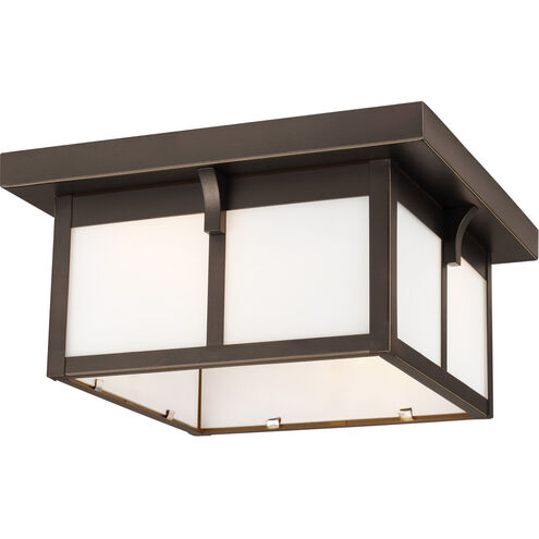 Tomek 2 Light 12 inch Antique Bronze Outdoor Ceiling Flush Mount