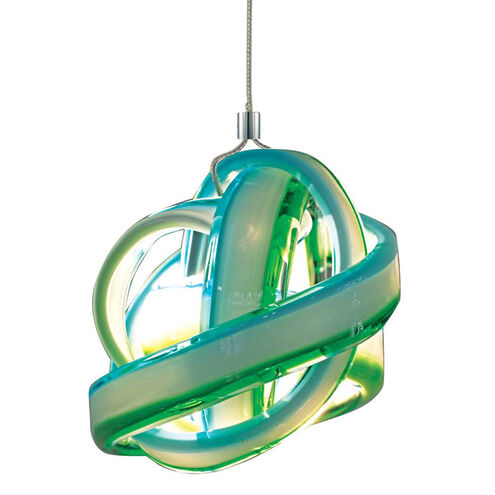 Envisage VI 1 Light 6 inch Chrome Mini Pendant Ceiling Light in Blue/Green Knot