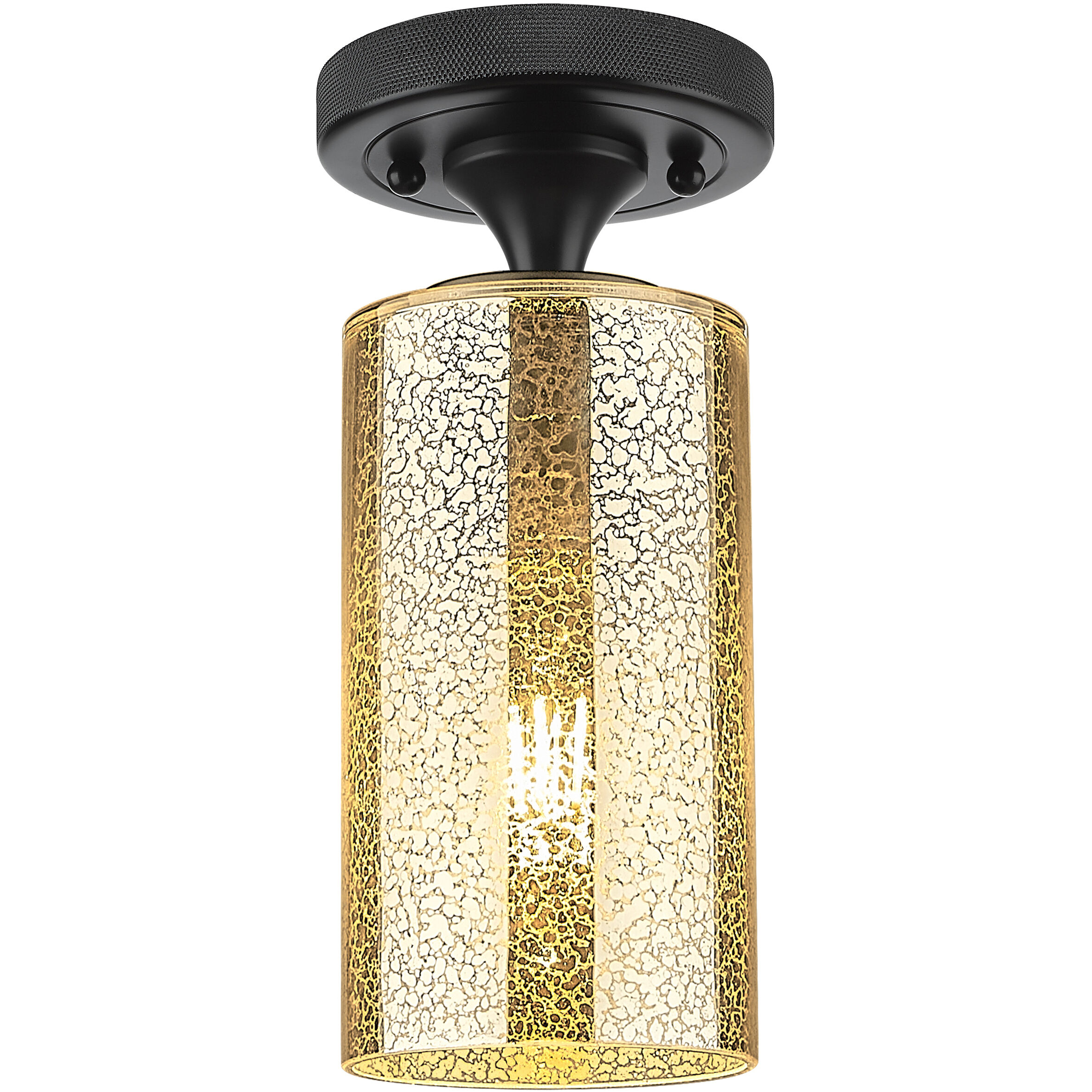 Downtown Urban Crown Point 1 Light 4.5 inch Matte Black Flush Mount Ceiling Light in Mercury