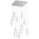 Aalto LED 27.1 inch Classic Silver Chandelier Ceiling Light in 3000K LED, Optic Rib Clear, Square Multi-Port