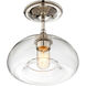 Modern 1 Light 10.75 inch Polished Nickel Semi-Flush Ceiling Light