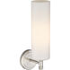 Downtown Urban Crown Point Armed Sconce Wall Light in Satin Nickel, Matte White