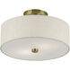 Monroe 2 Light 13 inch Antique Brass Semi Flush Mount Ceiling Light, Medium