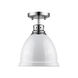 Duncan 1 Light 9 inch Chrome Flush Mount Ceiling Light in White, Damp