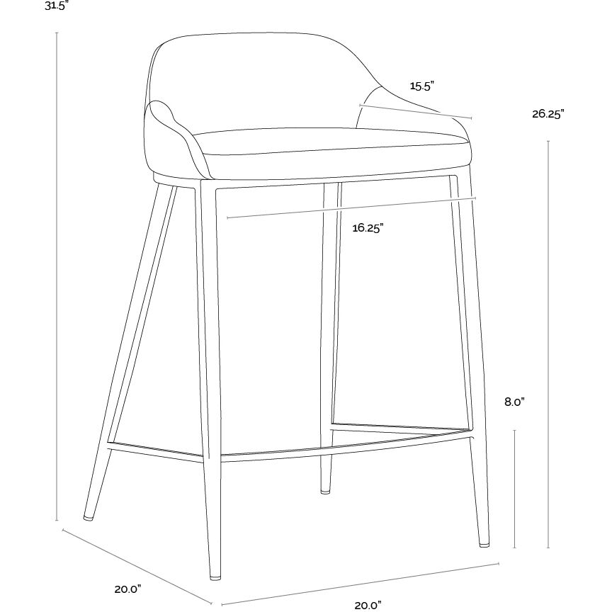 Astra 31.5 inch Black / Cinnamon Brown Counter Stool