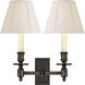 French Library 2 Light 12 inch Bronze Double Library Sconce Wall Light in Linen 1