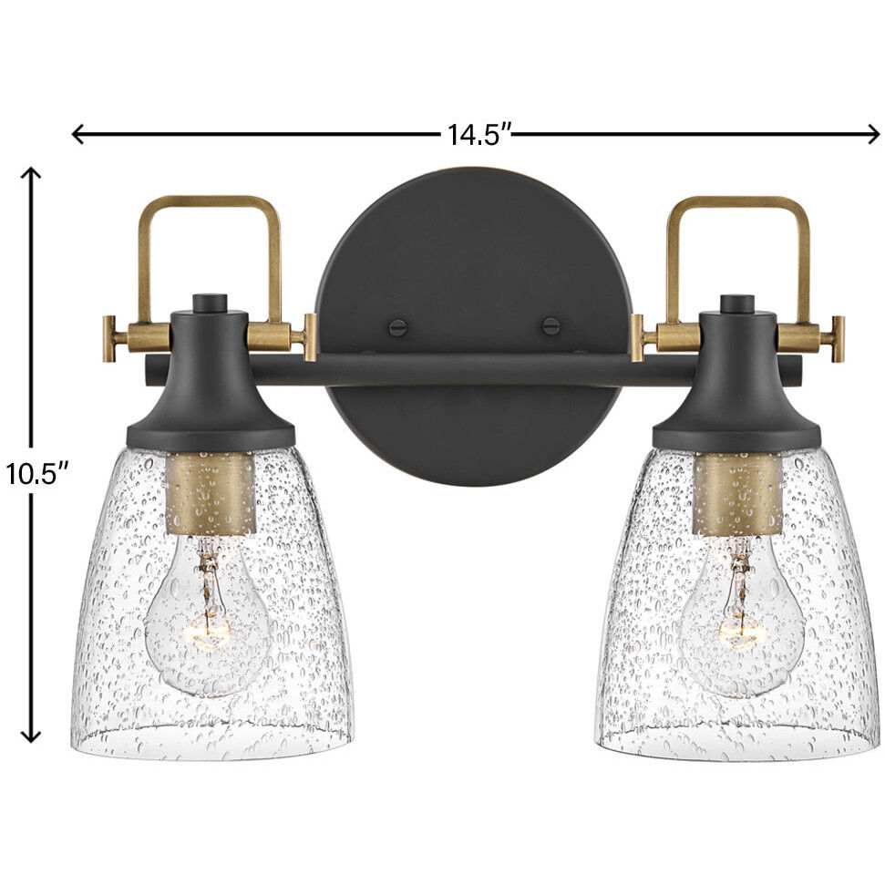 Easton 2 Light 14.5 inch Black with Heritage Brass Vanity Light Wall Light